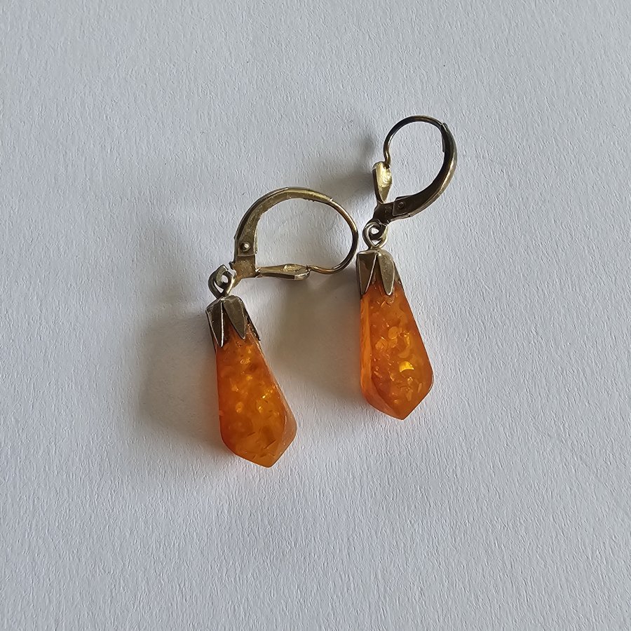 Vintage Bernstein Ohrringe 925 Silber – Ostseebernstein – 70er/80er Jahre